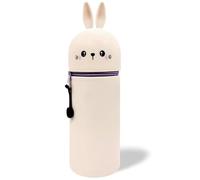QRKPVHD Kawaii Pencil Case, Pencil Case, 2-in-1 Soft Silicone Bag, Pencil Case, Stand Up Pencil Case, Animal Pen Holder, Pencil Bag for Girls and Boys, Rabbit, kawaii