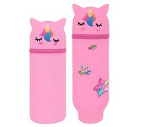 QRKPVHD Soft Unicorn Silicone Pencil Case, Pencil Case and Pen Holder 2 in 1, Cute Pencil Case Cartoon Pencil Holder for Students Teenagers (Pink)