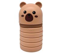 QRKPVHD Telescopic Pencil Case for School, Pencil Case and Pencil Case, 2 in 1 Telescopic Pencil Case, Kawaii Desk Pencil Case, Small Silicone Pen Holder, Kids Pencil Case for School, brown, Kawaii