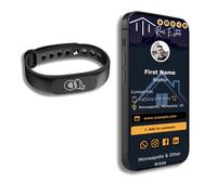 QRLynk Tap Wristband - NFC Tags Digital Business Card - Tap NFC & Scan QR Code Bracelet - No Fee, No Subscription - Works on iPhone, Android(Black, Pack 1)