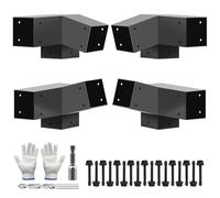 Qrooviiy 15 Degree & 75 Degree Angle Pegola Bracket Kits,3-Way Right Corner Woodwork Brackets for 4" x 4" (Actual:3.5"x3.5") Lumber,DIY Gazebo Brackets for Patio Pergolas, Gazebos, Log Cabin - 4Pack