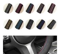 QRPTMBNF Steering Wheel Covers Compatible with Porsche Cayenne S, Macan | Leather Compatible with Porsche Cayenne Base, E-Hybrid S, 918 Spyder, 718 Boxster, Cayman, 911(LightBlue)