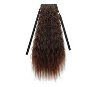 QRSTUVXZY 24 Inch Clip in Long Corn Wave Ponytail Extension,Wrap Around Wavy Curly Fluffy Synthetic Hairpiece for Fashion Women(2M33#)