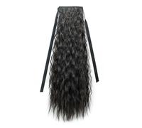 QRSTUVXZY 24 Inch Clip in Long Corn Wave Ponytail Extension,Wrap Around Wavy Curly Fluffy Synthetic Hairpiece for Fashion Women(Light Brown)