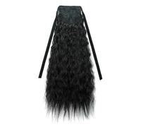 QRSTUVXZY 24 Inch Clip in Long Corn Wave Ponytail Extension,Wrap Around Wavy Curly Fluffy Synthetic Hairpiece for Fashion Women(Dark Brown)