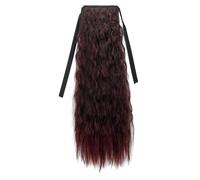 QRSTUVXZY 24 Inch Clip in Long Corn Wave Ponytail Extension,Wrap Around Wavy Curly Fluffy Synthetic Hairpiece for Fashion Women(2M118#)