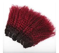 QRSTUVXZY 8-12inch Human Hair Bundles, Jerry Curly 6 Bundles Human Hair Unprocessed Brazilian Virgin Quick Weave Hair for Black Women(Ombre Burgundy,12 inch)