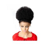 QRSTUVXZY Afro Kinky Curly Drawstring Ponytail Human Hair Clip In Extensions Brazilian Remy Hair 10 Inches Natural Color Hair Bun Women Wiglets with Bangs
