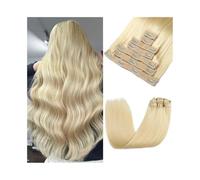 QRSTUVXZY Clip in Hair Extensions Real Human Remy,10-26 Inch #613 Bleach Blonde,7 Pcs Natural soft Straight Double Weft ins for Women(22 inches)