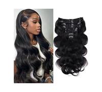 QRSTUVXZY Clip In Human Hair Extension Body Wave Guleless 120 Gram 8Pcs with 18Clips Double Wefts 8-26 Inch(10inches)