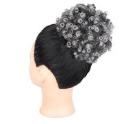 QRSTUVXZY Hair Extensions Hairpiece Afro Curly Puff Ponytail Synthetic Chignon Wig Ponytail Short Afro Hair Extensions Clip in Hair Buns Pieces Hair Accessories(Grey)