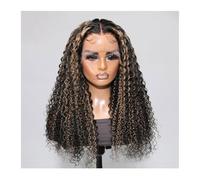 QRSTUVXZY Human Hair 13x4 Lace Front Wig Curly Wig With Blonde Piano Highlights Lace Front 130% Density Wig Precolored Ombre Hair Hair Extensions(14inches 1PC)