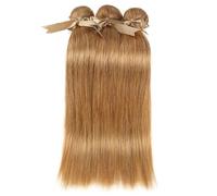 QRSTUVXZY Human Hair Honey Blonde Brazilian Natural Remy Straight Hair Weave Extensions 8 to 26 Inches Hair Extension