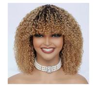QRSTUVXZY Wig for Women 100% Human Hair Wigs with Bang Machine Made Wig with Neat Fringe for Women Honey Blonde Full Wig Bobbi(250%,14inches)