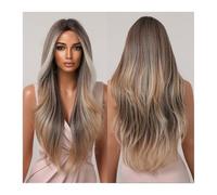 QRSTUVXZY Wigs for Women 26inches Long Wavy Hairline Lace Wigs Copper Brown Highlight Blonde Synthetic Wigs for Women Daily Natural Heat Resistant Fiber for Daily Party Cosplay Use