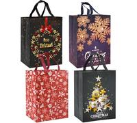QRTDXP 41 * 30 * 18cm Xmas Gift Bag,4pcs Christmas Non-Woven Bag with Various Design for Celebrating Christmas Day