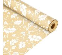 QRTDXP 43cm*12m Christmas Wrapping Paper Roll, ECO-friendly Xmas Gift Wrapping Paper White Holly Garland for Christmas Party Present