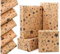 QRTDXP 5pcs Star Gift Wrap Paper Sheets, 50 * 70cm Large Kraft Wrapping Paper for Packing Christmas Birthday Party Presents