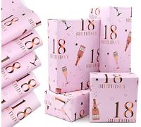 QRTDXP Pink Gift Wrapping Paper Sheets for 18th Birthday,5pcs 50 * 70cm Large 18th Birthday Paper, Pink Eco-friendly Gift Wrap Perfect for Girls Woman