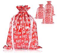 QRTDXP Red 43 * 58cm Extra Large Xmas Gift Wrapping Bag, 4pcs Christmas Goody Drawstring Bag for Christmas Party Present