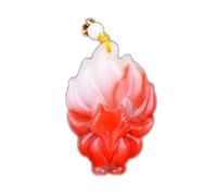 QRTERTYG Natural Feng Shui Red and White Jade Necklace Pendant for Women Genuine Yoga Golden Jade Nine Tailed Spirit Fox