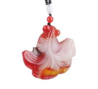 QRTERTYG Natural Feng Shui Red Jade Necklace Pendant for Women Genuine Yoga Golden Jade Fortune Fish Fashion Auspicious