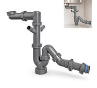 QruiLanTu 1-1/2" Space-Saving Sink Drain Kit, Cleanout P-Trap