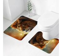 QRWOEAW 2 piece bath mat set Non-sliding,African nations Set,Native African Dancer Figures with Pol,bathroom cushion water absorption bathtub machine washable carpet toilet floor