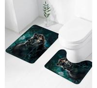 QRWOEAW 2 piece bath mat set Non-sliding,Animal, an angel kitten with wings and halo, looking at the sky,bathroom cushion water absorption bathtub machine washable carpet toilet floor