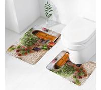QRWOEAW 2 piece bath mat set Non-sliding,Colorful Forest Autumn Sunbeams Golden Leaves Seasonal Trees,bathroom cushion water absorption bathtub machine washable carpet toilet floor