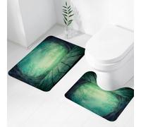 QRWOEAW 2 piece bath mat set Non-sliding,Empty sand beach with blue sea coconut tree and blue sky background. Summer Vac,bathroom cushion water absorption bathtub machine washable carpet toilet floor