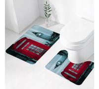 QRWOEAW 2 piece bath mat set Non-sliding,England,England City Red Telephone Booth Clock Tower Bridge River British Flag,bathroom cushion water absorption bathtub machine washable carpet toilet floor