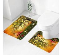 QRWOEAW 2 piece bath mat set Non-sliding,Fantasy sweet candy land with lollies,bathroom cushion water absorption bathtub machine washable carpet toilet floor