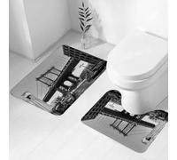 QRWOEAW 2 piece bath mat set Non-sliding,Landscape,Pool by the Beach with Seasonal Eden Hot Sunny Humid Coastal Bay Phot,bathroom cushion water absorption bathtub machine washable carpet toilet floor