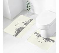 QRWOEAW 2 piece bath mat set Non-sliding,London England City Landmark Retro Union Telephone Bus Big Ben Flag,bathroom cushion water absorption bathtub machine washable carpet toilet floor