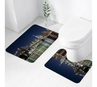 QRWOEAW 2 piece bath mat set Non-sliding,New York, New York, beyond Manhattan from the skyscrapers of Urban Global Cultu,bathroom cushion water absorption bathtub machine washable carpet toilet floor