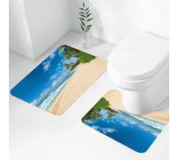 QRWOEAW 2 piece bath mat set Non-sliding,Ocean, aquatic cartoon characters fish jellyfish coral algae happy underwater w,bathroom cushion water absorption bathtub machine washable carpet toilet floor