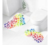 QRWOEAW 2 piece bath mat set Non-sliding,Rainbow, old tainted wood planks in rainbow colors,bathroom cushion water absorption bathtub machine washable carpet toilet floor