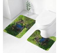 QRWOEAW 2 piece bath mat set Non-sliding,The secret land of Africa under the crimson sunset, elk,bathroom cushion water absorption bathtub machine washable carpet toilet floor