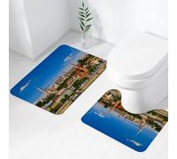 QRWOEAW 2 piece bath mat set Non-sliding,Wanderlust decor, old map of the southern part of the Norwegian Viking World,bathroom cushion water absorption bathtub machine washable carpet toilet floor