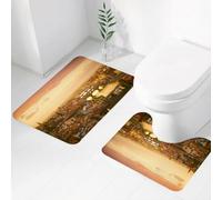 QRWOEAW 2 piece bath mat set Non-sliding,Wanderlust Decor, world map with countries and capitals of the earth with ocean,bathroom cushion water absorption bathtub machine washable carpet toilet floor