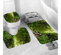 QRWOEAW Non Slip 3 Pieces Bath Mats and Toilet Mat Set Absorbent Bath Rug Sets Machine Washable Shower Floor Mats for Bathroom,Nature, Julian Alps Mountain Rural Valley with photos
