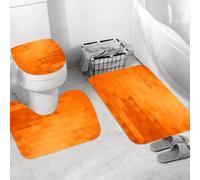 QRWOEAW Non Slip 3 Pieces Bath Mats and Toilet Mat Set Absorbent Bath Rug Sets Machine Washable Shower Floor Mats for Bathroom,Burnt Orange, Autumn Maple Leaves Shade