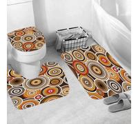 QRWOEAW Non Slip 3 Pieces Bath Mats and Toilet Mat Set Absorbent Bath Rug Sets Machine Washable Shower Floor Mats for Bathroom,Abstract background and a beautiful woman face with flowers on her head.