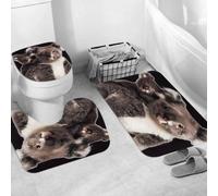 QRWOEAW Non Slip 3 Pieces Bath Mats and Toilet Mat Set Absorbent Bath Rug Sets Machine Washable Shower Floor Mats for Bathroom,Cute fantasy girl is blowing soap bubbles from a flower design in Japane