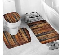 QRWOEAW Non Slip 3 Pieces Bath Mats and Toilet Mat Set Absorbent Bath Rug Sets Machine Washable Shower Floor Mats for Bathroom,Chateau Mont Abbey Saint Tourist Michele France Michel Normandy Medieval