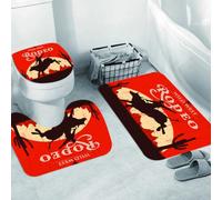 QRWOEAW Non Slip 3 Pieces Bath Mats and Toilet Mat Set Absorbent Bath Rug Sets Machine Washable Shower Floor Mats for Bathroom,Vintage,Historical French Revolution Sketch with Napoleon and Woman in G
