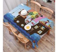 QRWOEAW Table Cloth Wipe CleanTablecloth Wipeable Rectangular Table Cover Protector for Kitchen Picnic Outdoor Indoor,Cartoon, animal, graffiti, black and white, zoo,54x72in