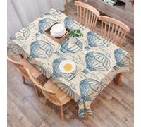 QRWOEAW Table Cloth Wipe CleanTablecloth Wipeable Rectangular Table Cover Protector for Kitchen Picnic Outdoor Indoor,Blue and purple gradient scales of the mermaid, with watercolor texture,54x72in