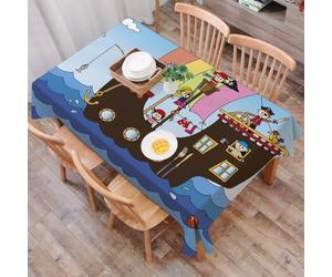 QRWOEAW Table Cloth Wipe CleanTablecloth Wipeable Rectangular Table Cover Protector for Kitchen Picnic Outdoor Indoor,Cartoon, animal, graffiti, black and white, zoo,54x72in
